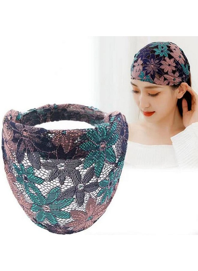 FZBNSRKO 4 Pack Lace Elastic Headbandselastic Fashion Headbands Elastic Soft Wide Lace Hairband National Flower Headwrap Hair Accessories For Women Girls Teens(Random Color) - Image 3