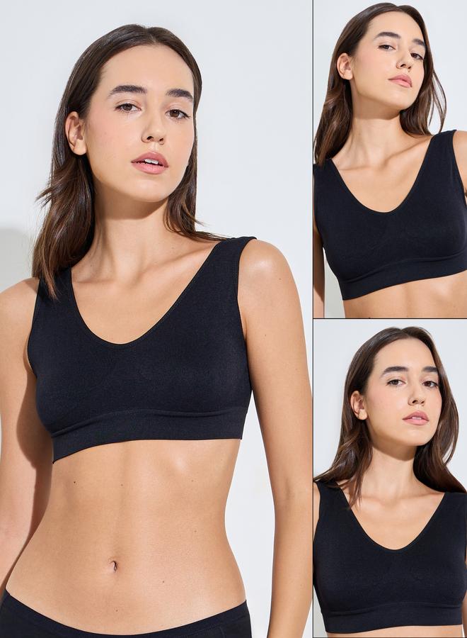 Styli Pack of 2 - Seamless Non Padded Comfort Crop Top - Image 1