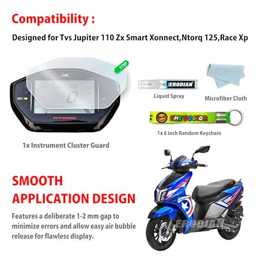 ERODIAN Meter Display Screen Protector, Meter Guard For TVS Jupiter 110 ZX Smart Xonnect Bikes | Scratch Resistant | Water Resistant | HD Clear Vision (1-Free Random 6 inch Keychain) - Image 2
