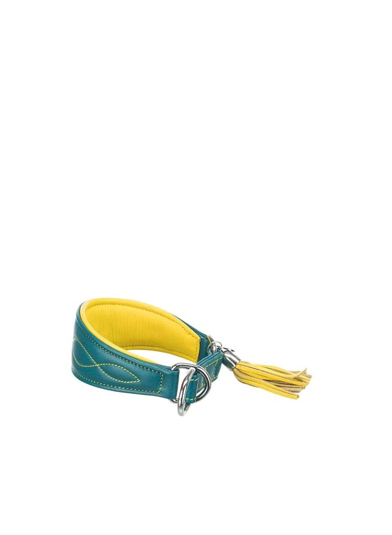 Trixie Active Comfort Collar Petrol & Yellow For Greyhounds Dogs - Image 1