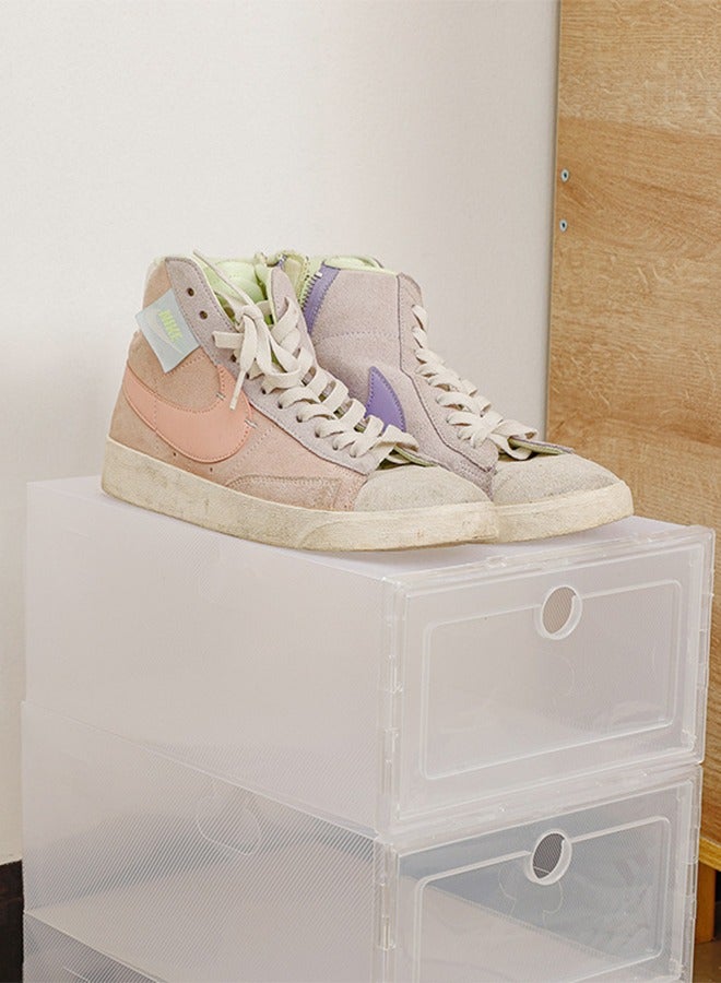 DUNISO 6 Pieces of Shoe Storage Boxes, stackable shoe display box, multifunctional transparent shoe box, plastic flip shoe box, dustproof and durable, suitable for both men and women，33*23*14CM  - Image 4