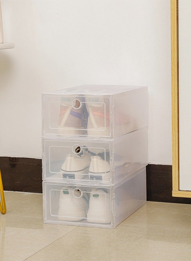 DUNISO 6 Pieces of Shoe Storage Boxes, stackable shoe display box, multifunctional transparent shoe box, plastic flip shoe box, dustproof and durable, suitable for both men and women，33*23*14CM  - Image 3