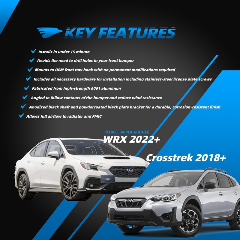 Mavnai License Plate Relocation Kit, Fits For Subaru WRX 2022+/Crosstrek 2018+, Mounts to OEM Front Tow Hook, Avoid Drilling Holes in The Front Bumper, Includes All Necessary Hardware for Installation - Image 3
