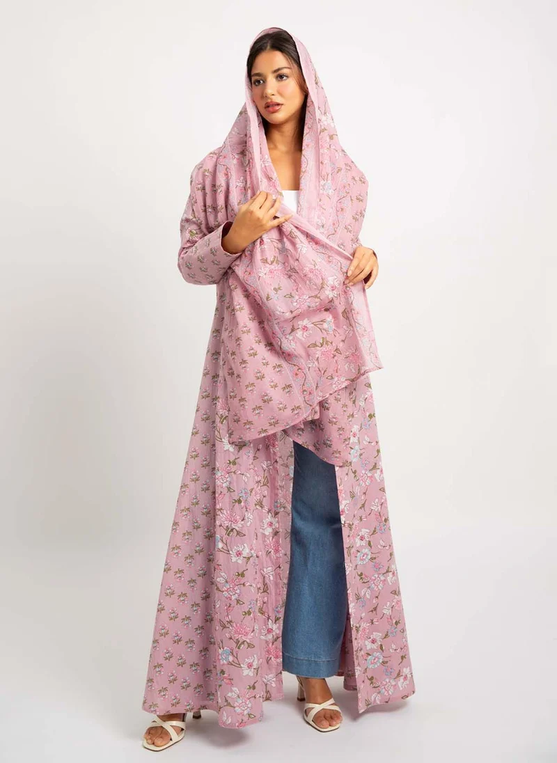 Kaafmeem Rose Sprig A-Cut Abaya