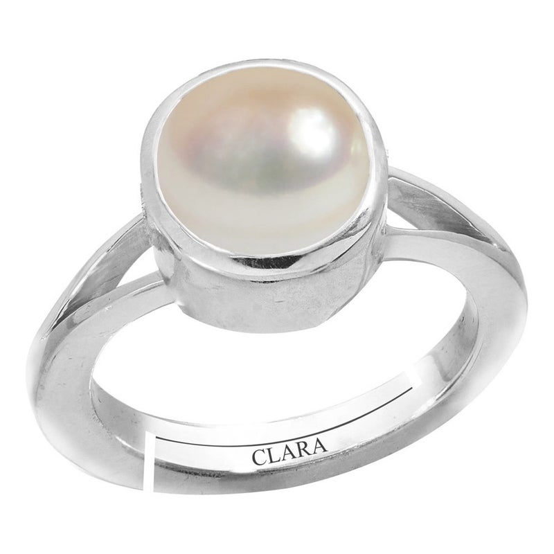 Clara Pearl Moti 3cts or 3.25ratti Stone Silver Adjustable Ring for Women - Image 4