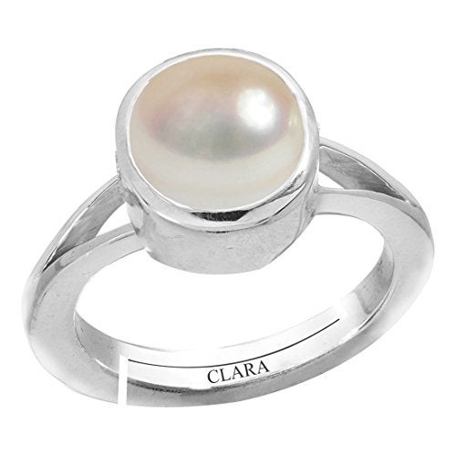 Clara Pearl Moti 3cts or 3.25ratti Stone Silver Adjustable Ring for Women - Image 1