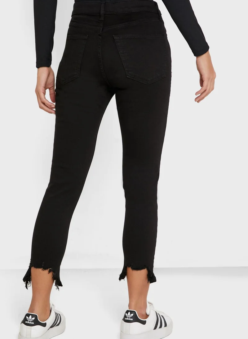 Topshop Petite Jamie High Rise Ripped Skinny Jeans