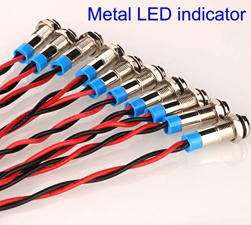 Gebildet جيبيلت 10 قطع 6 مم 1/4" مصباح مؤشر معدني LED مقاوم للماء إشارة ضوء طيار لوحة توجيهية للسيارة والشاحنة والقارب مع سلك - Image 2