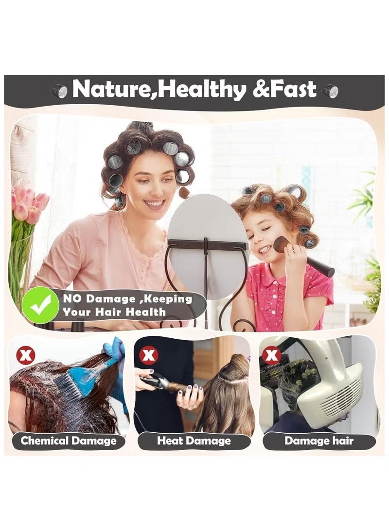 QINGYAN 24 Pcs Hair Rollers & Clips, Self Holding Hair Curlers with Clips, Large Rollers for Hair Set, Self Grip Roller for Long Medium Short Hair Volume Salon (12 Rollers + 12Hair clips ) - Image 4