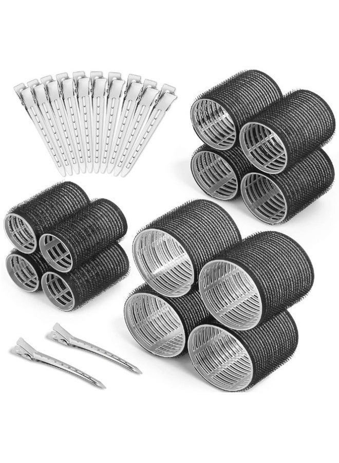 QINGYAN 24 Pcs Hair Rollers & Clips, Self Holding Hair Curlers with Clips, Large Rollers for Hair Set, Self Grip Roller for Long Medium Short Hair Volume Salon (12 Rollers + 12Hair clips ) - Image 2