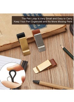 KASTWAVE 4PCS Pen Loop Holder Notebooks Pen Sleeve, PU Leather Pen Holder, Journals Notebooks Pen Loop with Clips for for Notebook and Clipboard at Home, Pocket, Office, Fit Most Pen Size  - Image 3