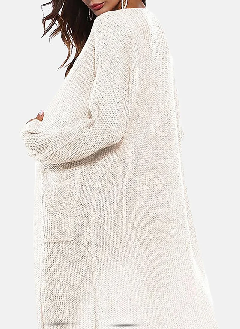 يونيكي White Solid Relaxed Fit Open front Shrugs