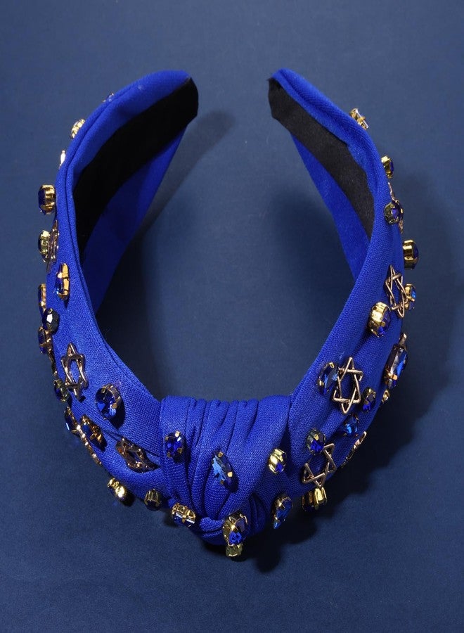 YAHPERN Hanukkah Headband for Women Star Headbands Blue Jeweled Crystal Rhinestone Knotted Headband Holiday Hanukkah Hair Accessories Outfits the Festival of Lights Gifts - Image 2