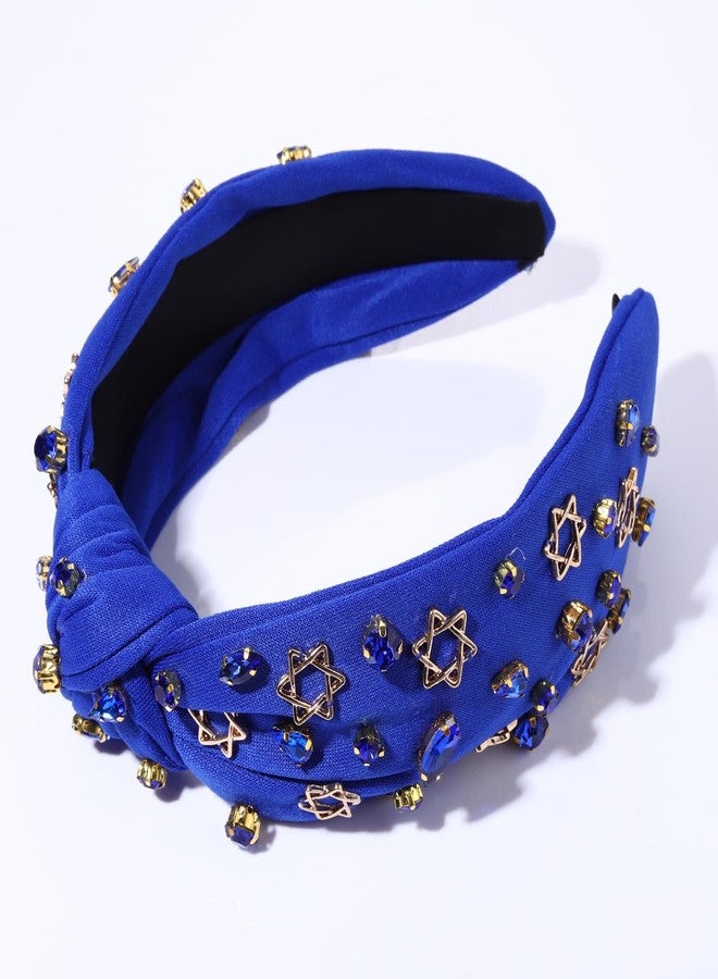YAHPERN Hanukkah Headband for Women Star Headbands Blue Jeweled Crystal Rhinestone Knotted Headband Holiday Hanukkah Hair Accessories Outfits the Festival of Lights Gifts - Image 4