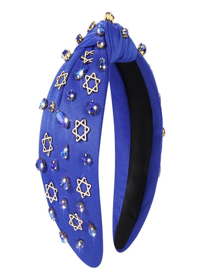 YAHPERN Hanukkah Headband for Women Star Headbands Blue Jeweled Crystal Rhinestone Knotted Headband Holiday Hanukkah Hair Accessories Outfits the Festival of Lights Gifts - Image 1