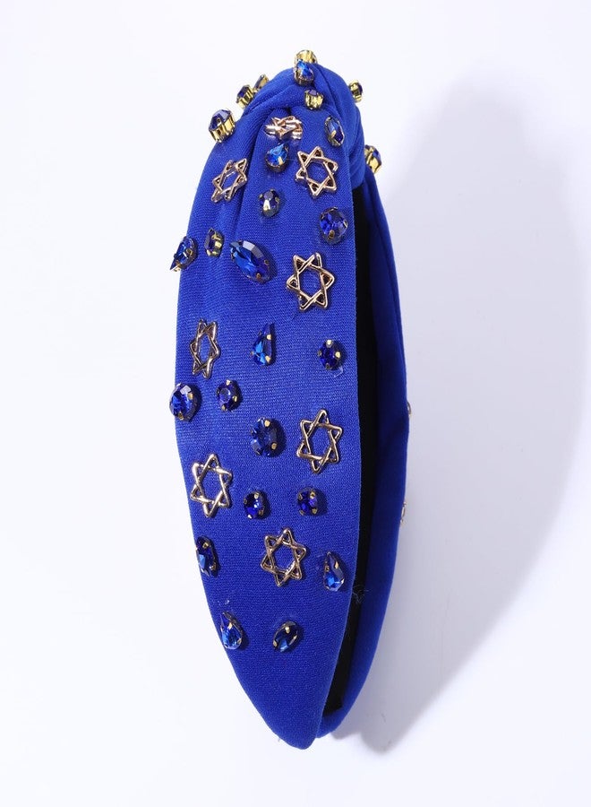 YAHPERN Hanukkah Headband for Women Star Headbands Blue Jeweled Crystal Rhinestone Knotted Headband Holiday Hanukkah Hair Accessories Outfits the Festival of Lights Gifts - Image 5