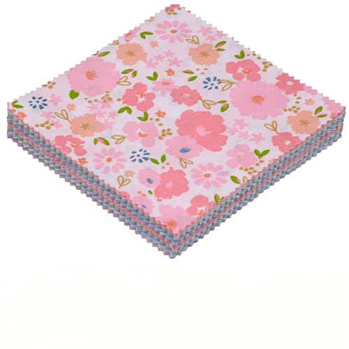 Hanjunzhao 42 5inch Fabric Squares Charm Packs for Quilting 5 inch 5 Charm Quilt Squares 5x5 Fabric Squares for Quilting Sewing Patchwork and DIY Crafts Sweet Garden - Image 1