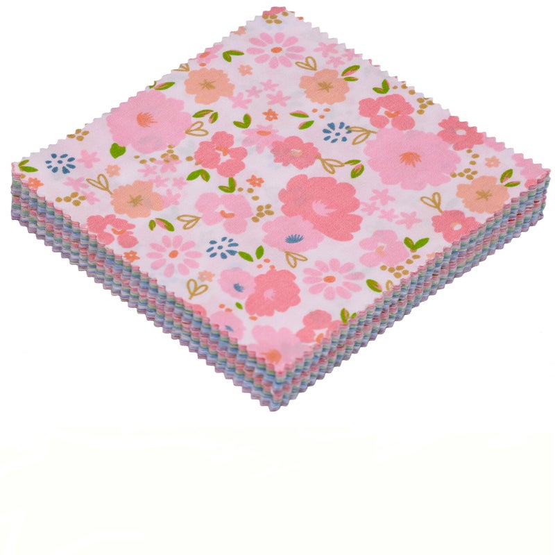 Hanjunzhao 42 5inch Fabric Squares Charm Packs for Quilting 5 inch 5 Charm Quilt Squares 5x5 Fabric Squares for Quilting Sewing Patchwork and DIY Crafts Sweet Garden - Image 3