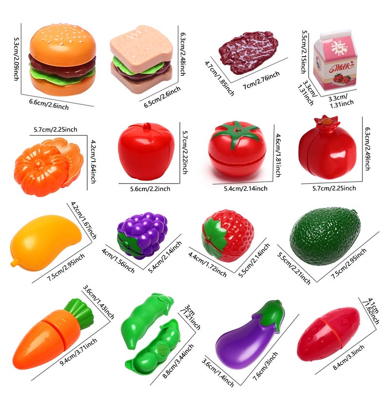 81pcs Cutting Toy Food with Storage Bag, Cutting Fruit and Vegetable Set, Kitchen Toy Set, Fun Food Simulation Toys for Children's Skills Development,Boys Girls Gift - Image 3