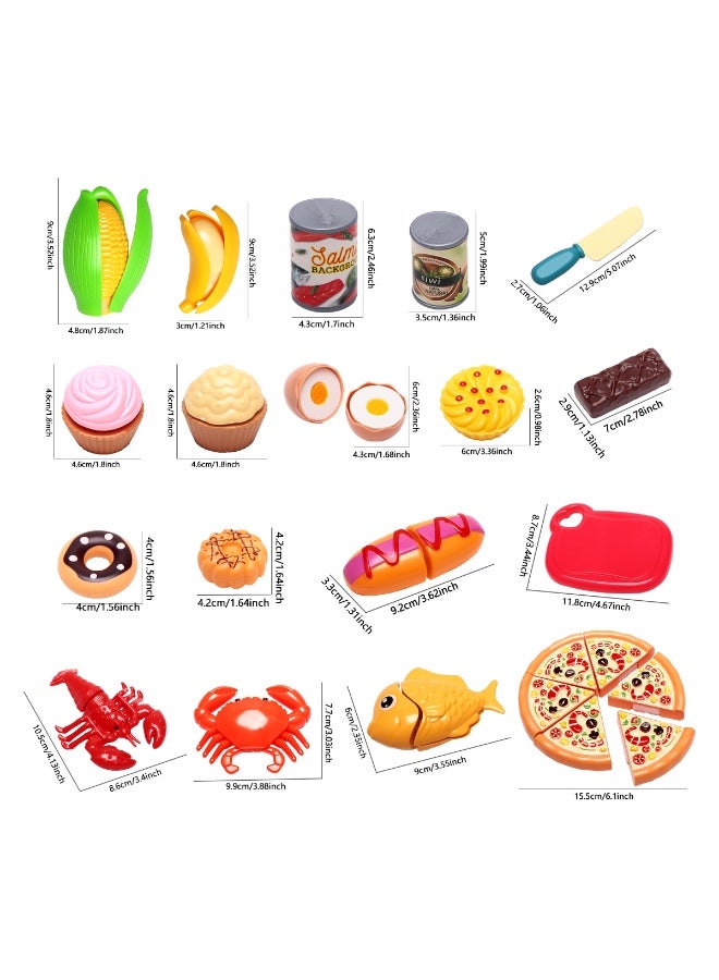 81pcs Cutting Toy Food with Storage Bag, Cutting Fruit and Vegetable Set, Kitchen Toy Set, Fun Food Simulation Toys for Children's Skills Development,Boys Girls Gift - Image 4