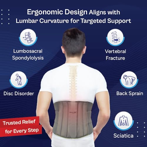 TATA 1MG Lumbar Sacral Belt for Relief from Back Pain and Muscle Spasms | With 5 Flexible Splints for Optimal Lower Back and Waist Support | For Men and Women | Universal Size | Pack of 1 - Image 5