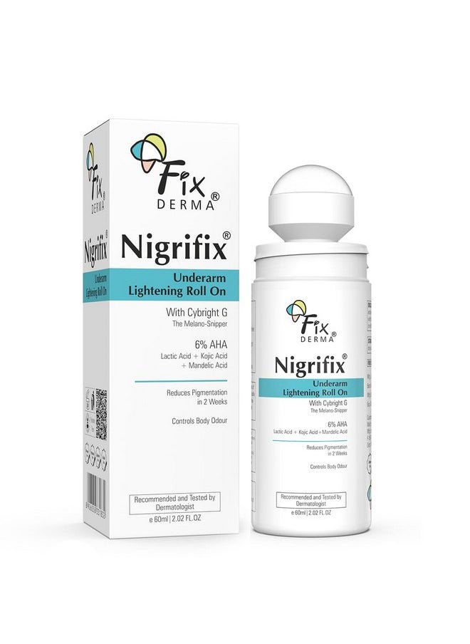 FIXDERMA Nigrifix Underarm Roll On With 6% Aha, Lactic Acid & 1% Mandelic Acid & Kojic Acid | Brightens Skin & Exfoliates Underarm | For All Skin Type, Men & Women - 60Ml  - Image 1