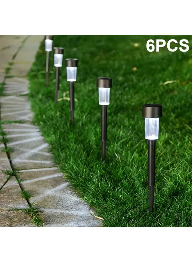 6 قطع مصابيح LED تعمل بالطاقة الشمسية للعشب في الهواء الطلق لحديقة المنظر الطبيعي مصباح أبيض - Image 1