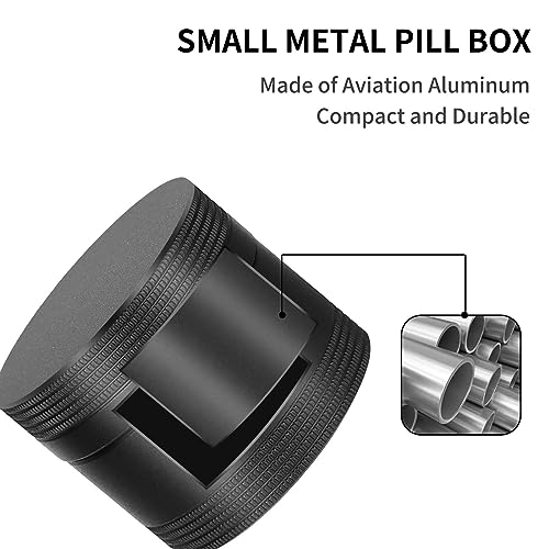 SOBAHIDO Small Daily Pill Box - Portable Waterproof Metal Pill Case for Pocket or Purse Aluminium Alloy Round Travel Pill Container Medicine Vitamin Organizer Unique Gift - Image 5