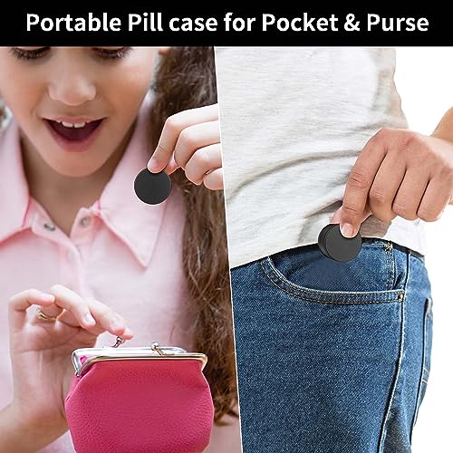 SOBAHIDO Small Daily Pill Box - Portable Waterproof Metal Pill Case for Pocket or Purse Aluminium Alloy Round Travel Pill Container Medicine Vitamin Organizer Unique Gift - Image 2