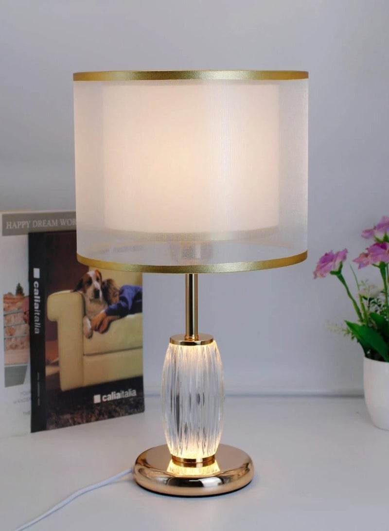 ICTC Table lamp golden color two lighting regular light bulb and led lamp and in the buttom made of high quality acrylic