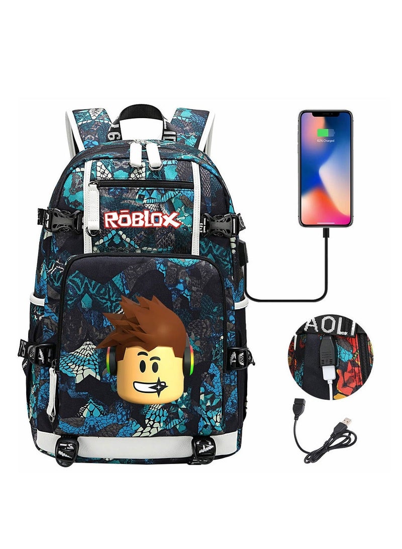Roblox USB Headset Teen Casual Travel Backpack