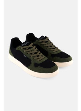 Algspar Men Brand Logo Lace Up Outdoor Shoes, Olive  - Image 1