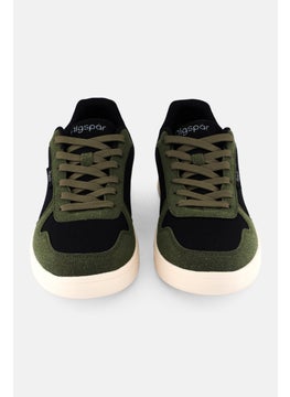 Algspar Men Brand Logo Lace Up Outdoor Shoes, Olive  - Image 4