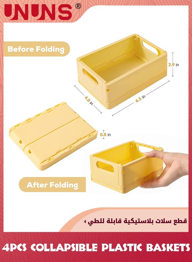 UNUNS 4-Pack Mini Storage Crates Organizer,Collapsible Plastic Storage Basket With Space-Saving Design,Stackable Cute Bin For Office Home Bedroom,Bathroom And Kitchen Storage Decor - Image 2