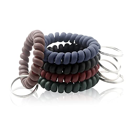 BIHRTC 5 Color Wrist Keychain Plastic Spring Flexible Spiral Coil Stretchable Wrist band Wristlet Bracelet Coil Key Chains Key Holder Key Ring for ID Badge Sauna Outdoor Sport - Image 1