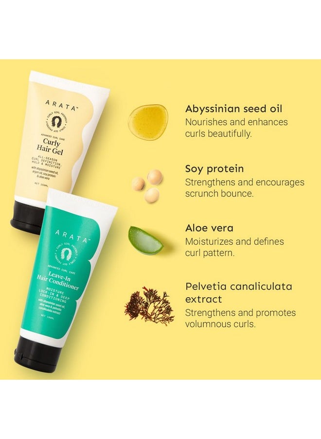 ARATA - Curl Care Duo Combo Of 2-Leave-In Conditioner(100Ml)&Gel(150Ml)|For Frizzy,Wavy,Curly Hair|Hydration,Moisture&All-Season Curl|No Sulphate,Paraben,Silicone|Aloe Vera|Cg Approved,2 Count - Image 1