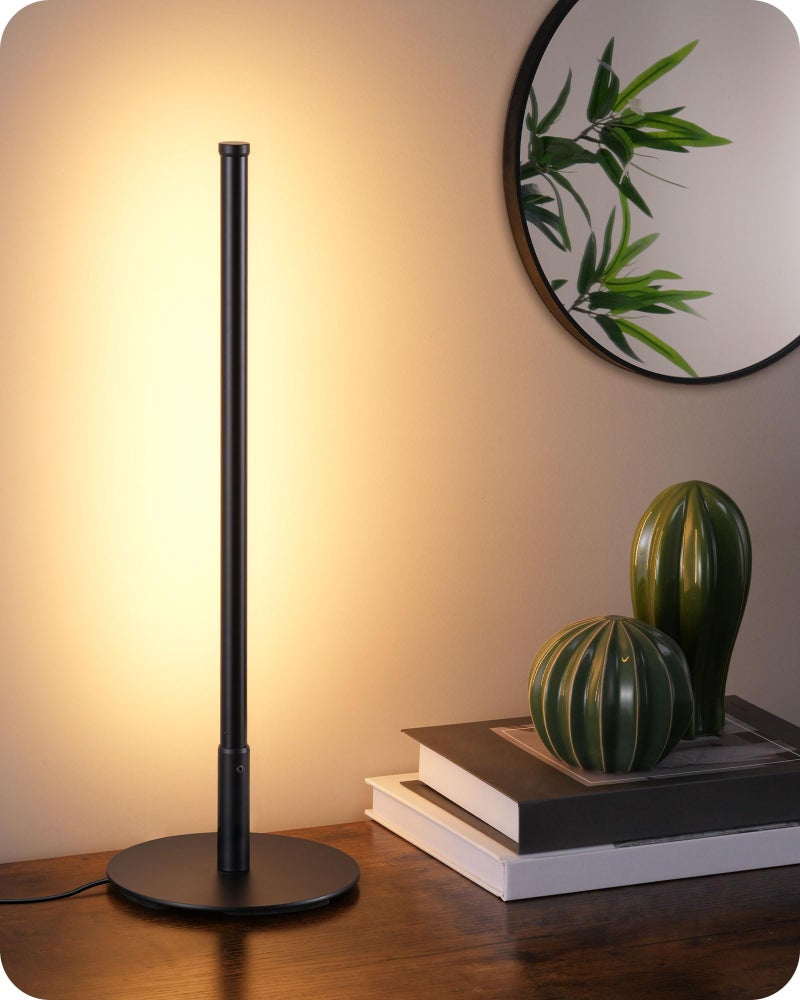 EDISHINE Upgraded LED Table Lamp, Stepless Dimmable Bedside Lamp with 3 Color Temperature, Modern Nightstand Lamp, Desk Lamp for Bedroom, Living Room, Corner, Gift, Metal Finish, Black, 6W - Image 1
