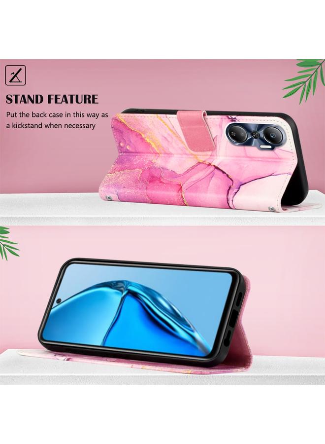 S-TOP Case For Infinix Hot 20 4G X6826 PT003 Marble Pattern Flip Leather Phone Case - Image 3