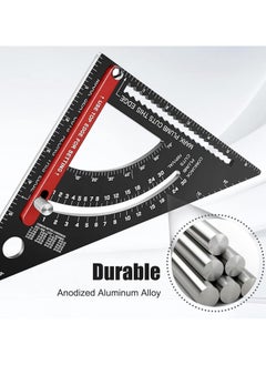 Generic 7 Inch Carpenter Square Set - Adjustable Aluminium Combination Square, Woodworking Framing Tool - Metal Carpentry Triangle Ruler for Accurate Layout  - Image 4