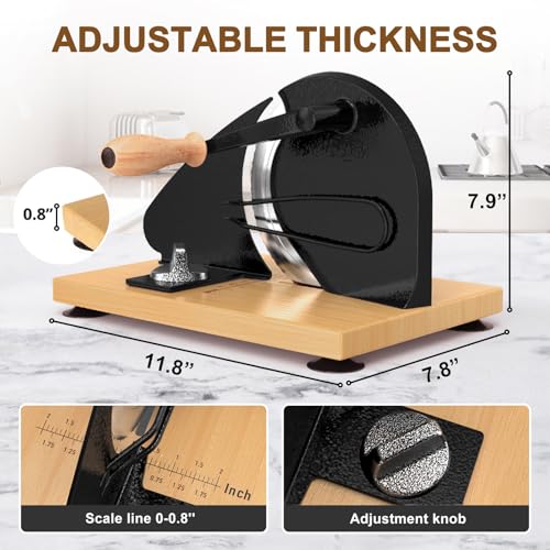 vanerepok Upgrade Manual Bread Slicer for Homemade Sourdough Bread, Classic Hand Crank Home Bread Slicer With Scale Line and Steel Fence, Sharp Blade, Adjustable Width for Homemade & Commercial Use - Image 3