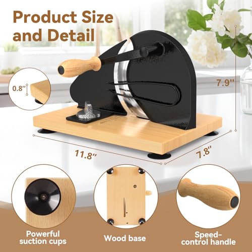 vanerepok Upgrade Manual Bread Slicer for Homemade Sourdough Bread, Classic Hand Crank Home Bread Slicer With Scale Line and Steel Fence, Sharp Blade, Adjustable Width for Homemade & Commercial Use - Image 4