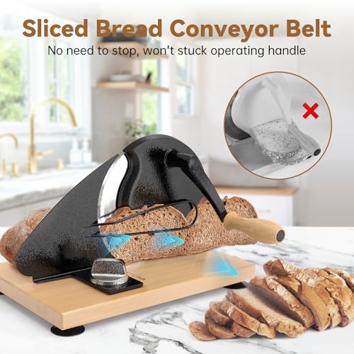 vanerepok Upgrade Manual Bread Slicer for Homemade Sourdough Bread, Classic Hand Crank Home Bread Slicer With Scale Line and Steel Fence, Sharp Blade, Adjustable Width for Homemade & Commercial Use - Image 2