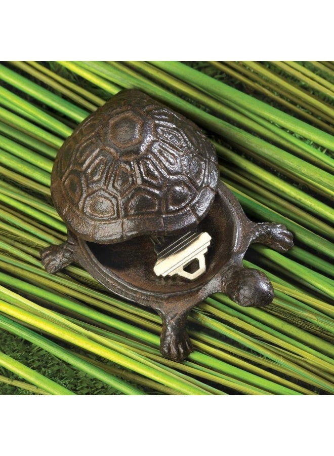 Accent Plus Gifts & Decor Garden Decoration Turtle Cast Iron Key Hider Stone - Image 4