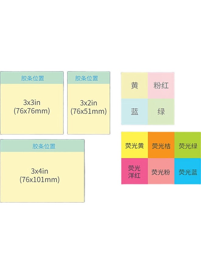 Stickn (Stickn) 200 Sheets 5 Colors Fluorescent Sticky Notes 76*76Mm Memo Pad Self-Adhesive Message Book 33007 - Image 2