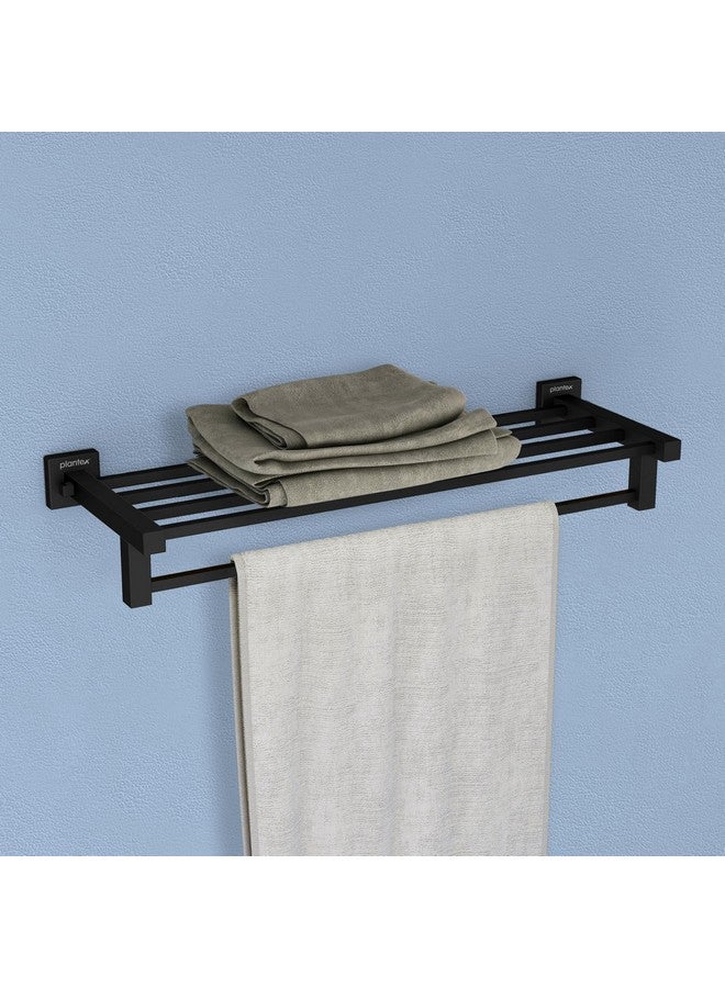 Plantex Stainless Steel 24 Inch Towel Rack for Bathroom/Towel Stand/Towel Holder/Towel Bar/Bathroom Accessories - Pack of 1, Aqua (Black) - Image 1