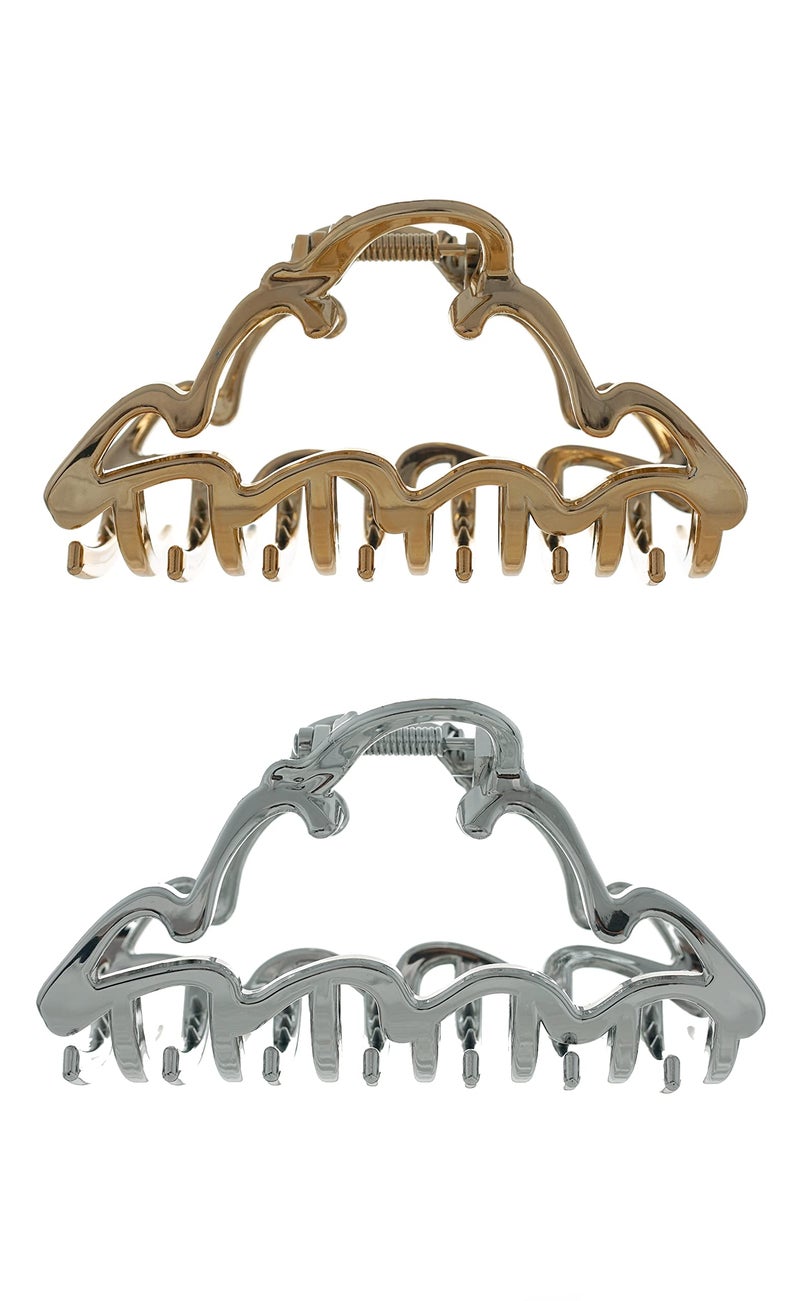 Ouidad Made for Curls XL Claw Clips Gold and Silver 2 Count