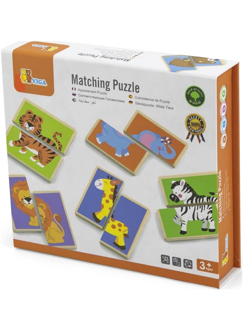 VIGA Wooden Matching Puzzle - Wild Animals  - Image 1