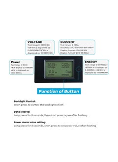 Generic Digital Ammeter Voltmeter, DC 6.5-100V 0-100A LCD Display Digital Power Monitoring Meter, Voltage Current Power Energy Meter, Ammeter Voltmeter Multimeter with 100A Current Shunt  - Image 3
