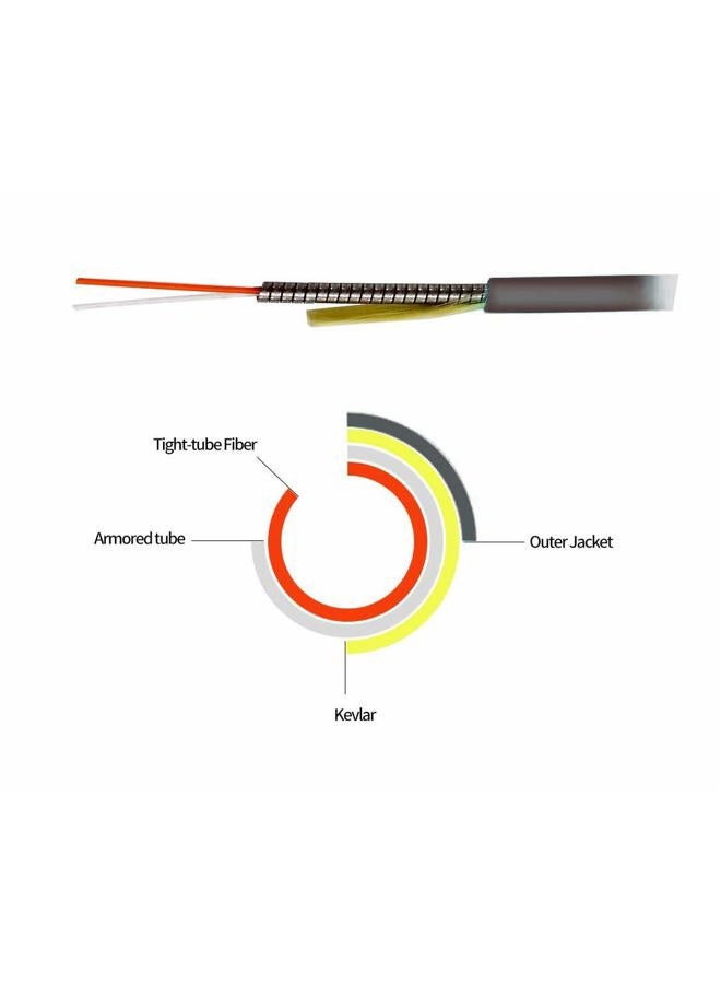 Jeirdus 150M LC to LC 10G OM3 Outdoor Armored Duplex 50/125 Fiber Optic Cable Jumper Optical Patch Cord Multimode 150Meters 492ft LC-LC - Image 2