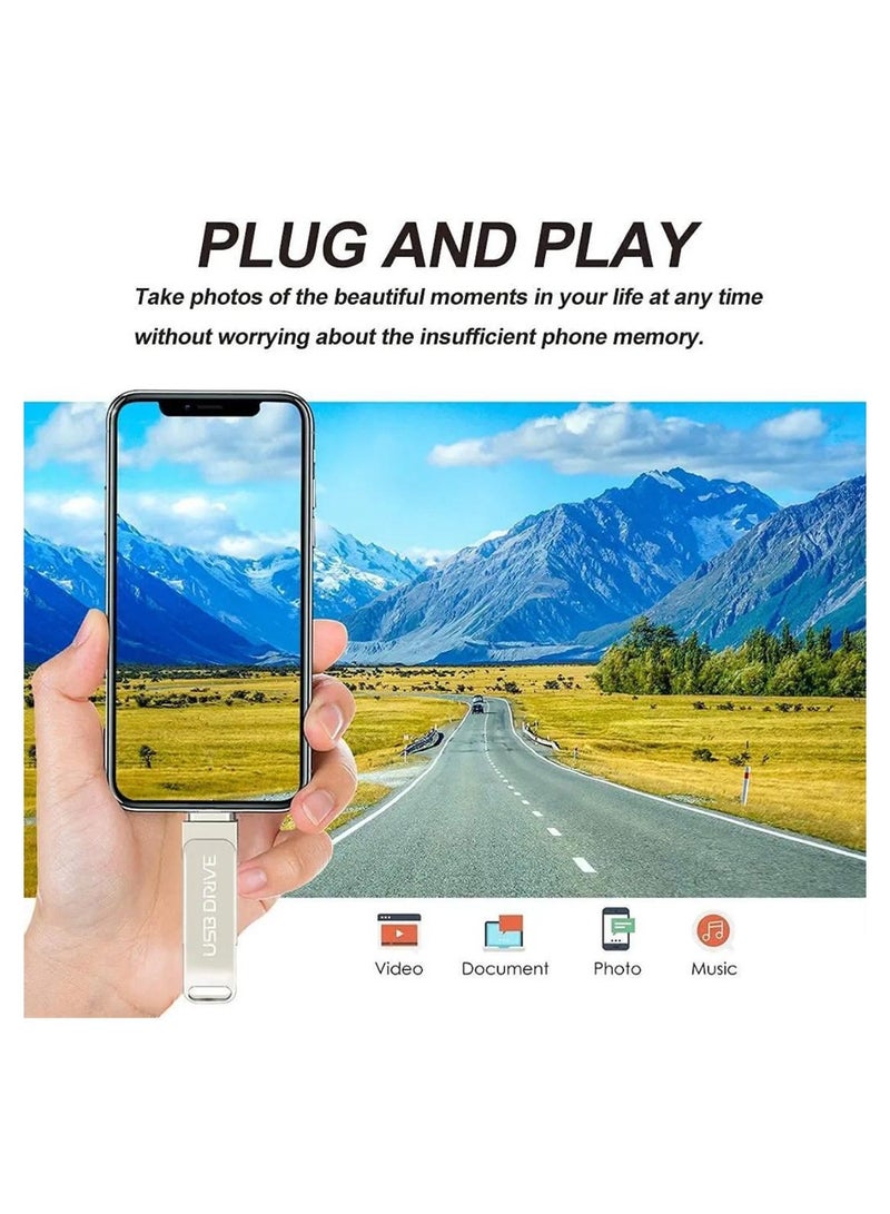 2TB USB Flash Drive Type C Interface High Speed USB Flash Drive Dual Drive 2 in 1 Thumb Drive with Keyhole and Keychain OTG for Smartphones, Computers, Tablets, PC and Cars - Image 5